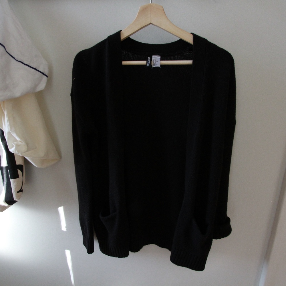 Mid-length black cardigan, H&M